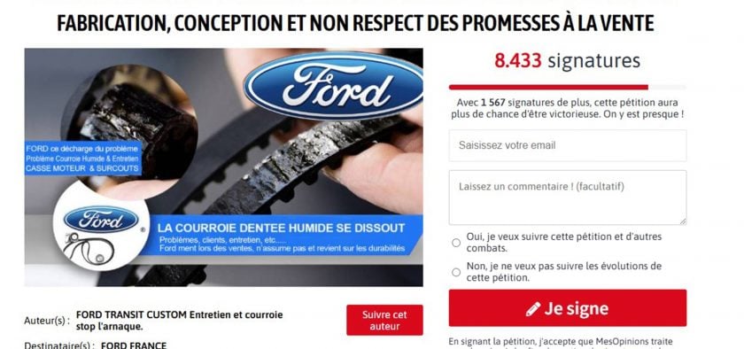 Une pétition a été lancée pour que Ford reconnaisse sa responsabilité sur les problèmes liés à la courroie humide des 1.0 Ecoboost et 2.0 Ecoblue.